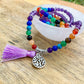 Amethyst--7-Chakra-Prayer-Necklace. Shop beautiful hand crafted Seven Chakra Payer Mala Beads Necklace, Chakra Jewelry. High quality Prayer Beads Necklace at Magic Crystals. Magiccrystals.com Inspiring People To Practice Yoga and Meditation. Check out our Mala Necklaces Collection. Mala beads are a string of beads that are used in a meditation practice.