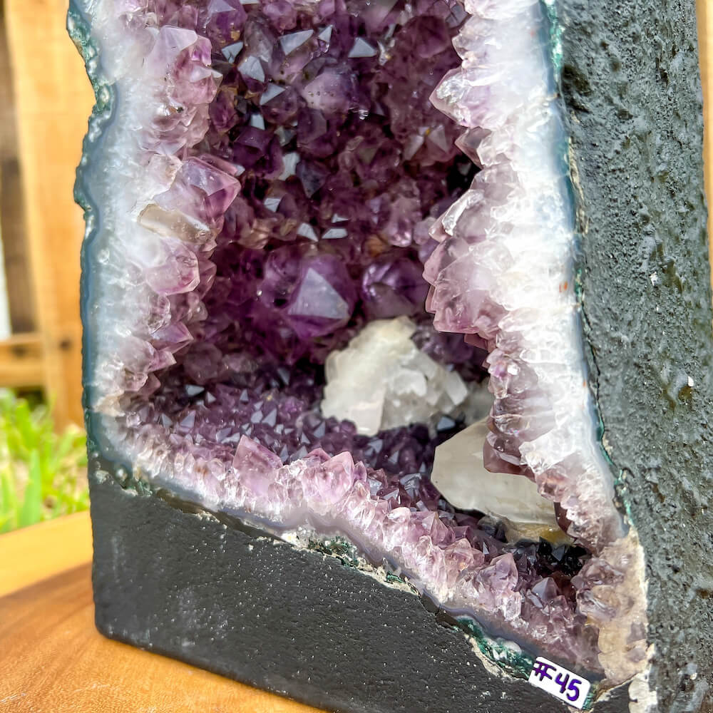 Large 21.38 lbs Amethyst Polished Geode - Polished Amethyst Geode Cluster - Cathedral Amethyst #45, Stone Point, Crystal Point, Amethyst Tower, Power Point at Magic Crystals. Natural Amethyst Gemstone for PROTECTION, PEACE, INSPIRATION. Magiccrystals.com offers FREE SHIPPING and the best quality gemstones.