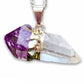 Raw Amethyst and Clear Quartz Pendant Crystal Necklace. spirituality amplifier necklace. Looking for Amethyst necklaces? Amethyst Jewelry? Find quality Amethyst gemstone when you shop at Magic Crystals. Amethyst is a solar plexus chakra stone used metaphysically to increase, magnify and clarify personal power and energy