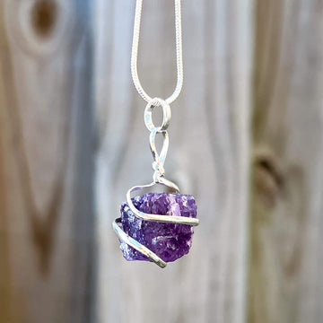 Amethyst Wrapped Necklace - Rough Amethyst Jewelry - Magic Crystals
