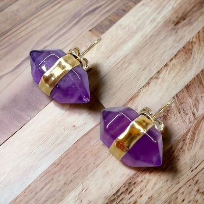 Natural Double Terminated Stud Gemstone Earrings