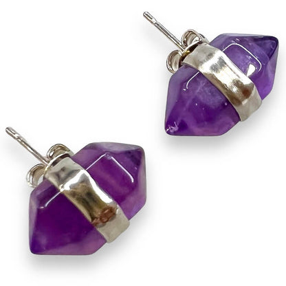Natural Double Terminated Stud Gemstone Earrings