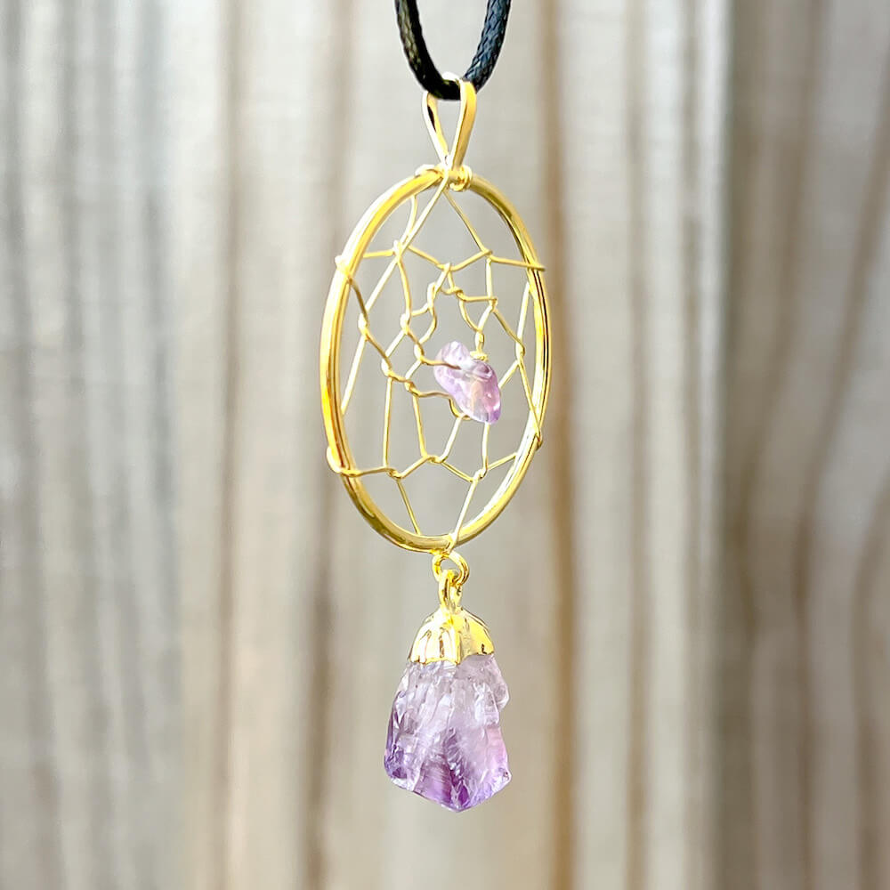Amethyst Dreamcatcher Necklace - Amethyst Jewelry - Magic Crystals