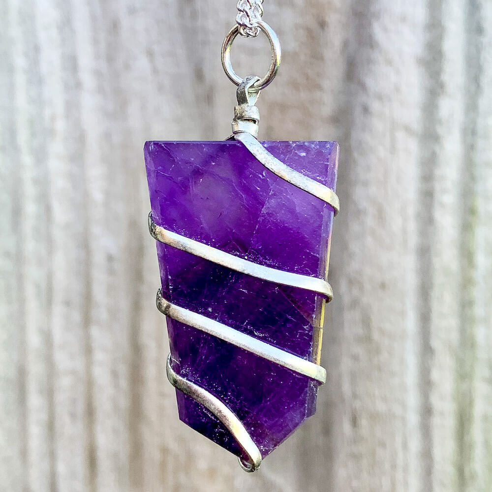 Amethyst-Flat-Obelisk-Pendant.  Looking for a handmade Gemstone Obelisk Necklace? Find the best quality  Obelisk Wire Wrap Pendant w/ Plated Chain,  Wire Wrapped Necklace, Obelisk jewelry, Wire Wrap necklaces, Crown Chakra, Healing when you shop at Magic Crystals. FREE SHIPPING available. Rose Quartz  Flat Point In Silver Spiral Pendant.