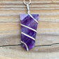 Amethyst-Flat-Obelisk-Pendant.  Looking for a handmade Gemstone Obelisk Necklace? Find the best quality  Obelisk Wire Wrap Pendant w/ Plated Chain,  Wire Wrapped Necklace, Obelisk jewelry, Wire Wrap necklaces, Crown Chakra, Healing when you shop at Magic Crystals. FREE SHIPPING available. Rose Quartz  Flat Point In Silver Spiral Pendant.
