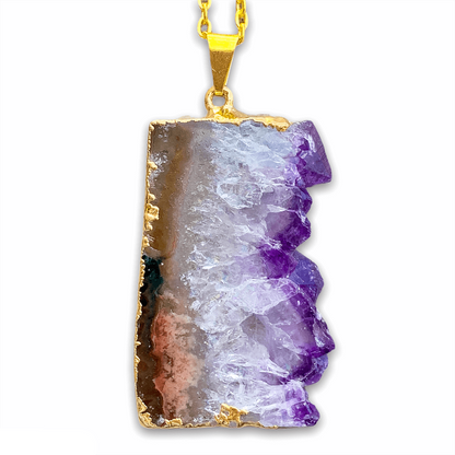 18k Gold Raw Amethyst Stone Necklace-Necklaces-Magic Crystals