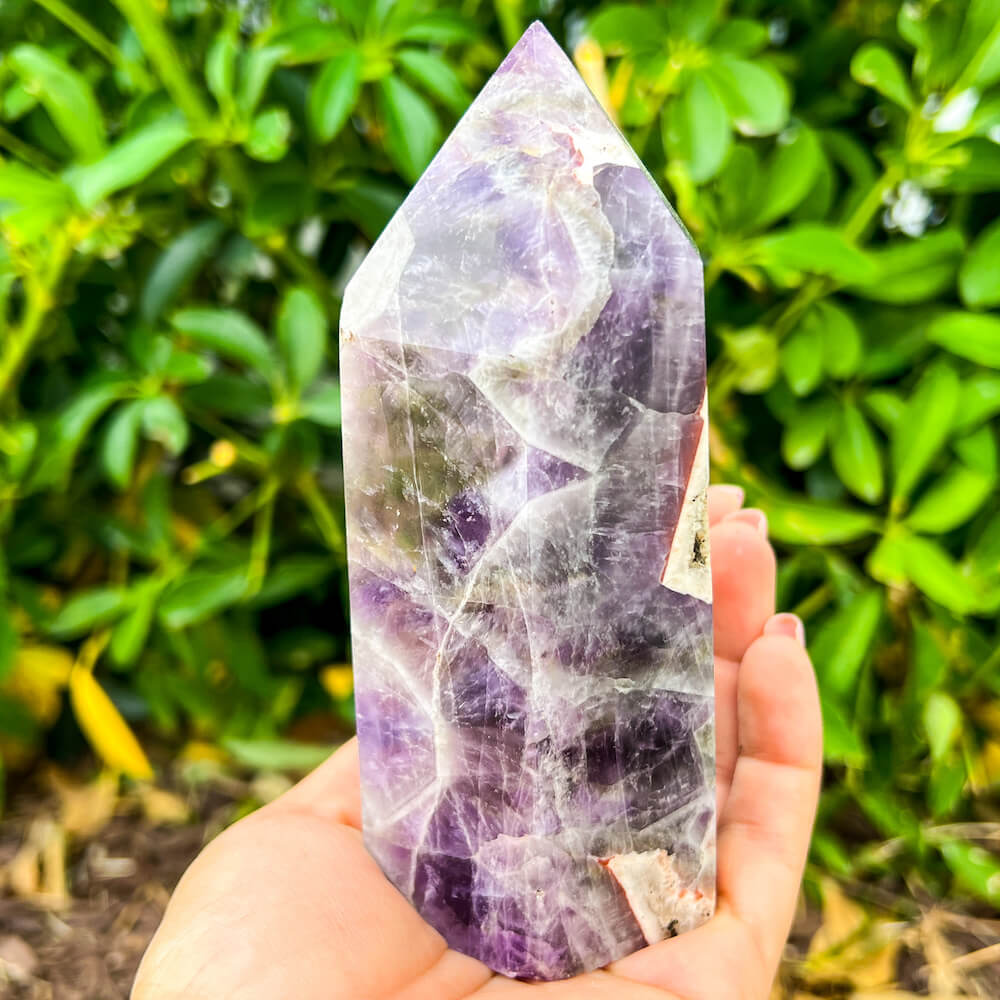 These amethyst Amethyst tower - Amethyst Obelisk - Amethyst Specimen hold a power all their own as they symbolize the ancient obelisks found in Egypt. Shop large Amethyst obelisks. Amethyst Obelisks and Towers are extremely powerful and protective stone with a high spiritual vibration, it is also a natural tranquilizer.    Amethyst-Obelisk-A