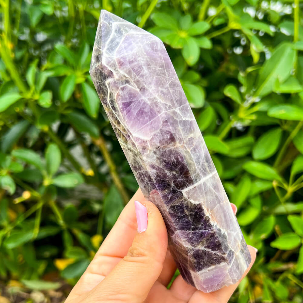 These amethyst Amethyst tower - Amethyst Obelisk - Amethyst Specimen hold a power all their own as they symbolize the ancient obelisks found in Egypt. Shop large Amethyst obelisks. Amethyst Obelisks and Towers are extremely powerful and protective stone with a high spiritual vibration, it is also a natural tranquilizer.     Amethyst-Obelisk-B