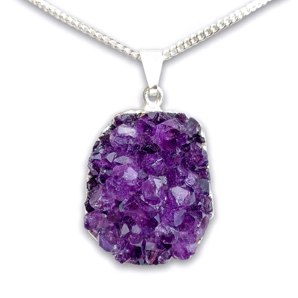Raw Amethyst Necklace - Amethyst Stone Pendant - Raw Crystal Necklace - Raw Stone Amethyst Druzy Pendant - Stocking Stuffer Gift for Her - Magic Crystals - Stone Necklace