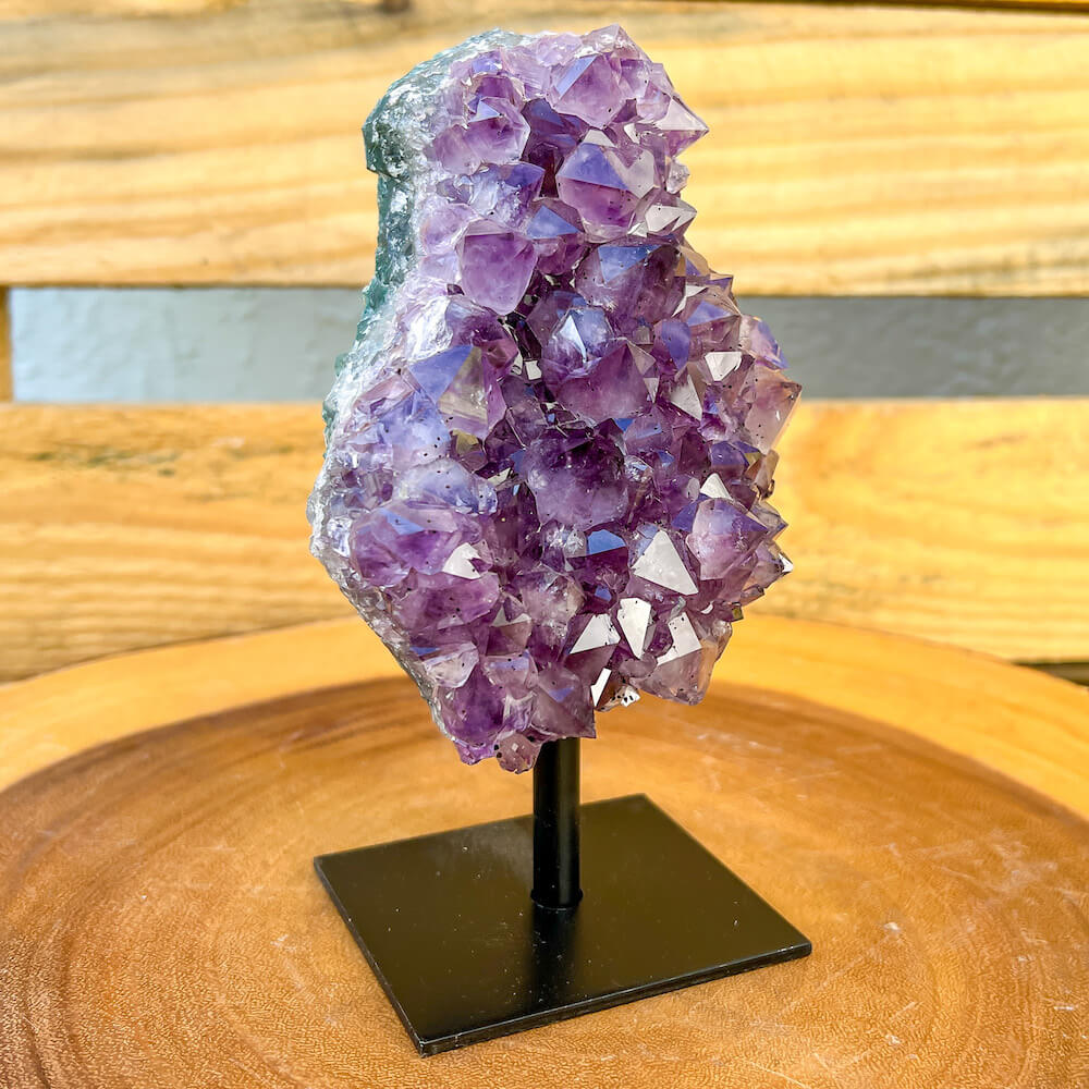Gorgeous Amethyst Slice On a Stand - Polished Amethyst Geode Cluster - Cathedral Stone Slab, Crystal Point, Amethyst Tower, Power Point at Magic Crystals. Natural Amethyst Gemstone for PROT
