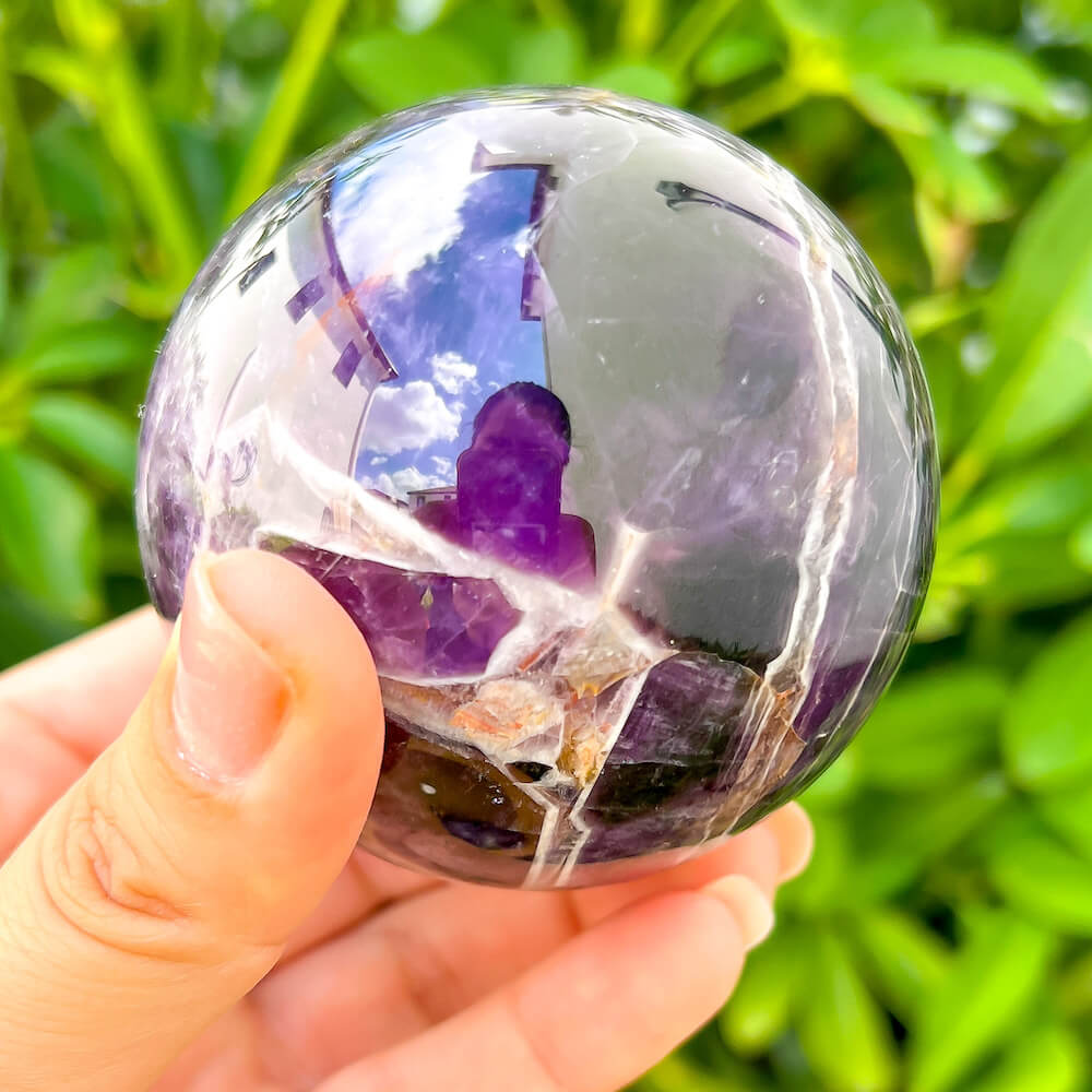 These amethyst Amethyst Sphere - Amethyst Ball - Amethyst Specimen hold a power all their own as they symbolize the ancient sphere found in Egypt. Shop large Amethyst Sphere. Amethyst Crystal Ball and Sphere are extremely powerful and protective stone with a high spiritual vibration, it is also a natural tranquilizer. Amethyst-Sphere-B