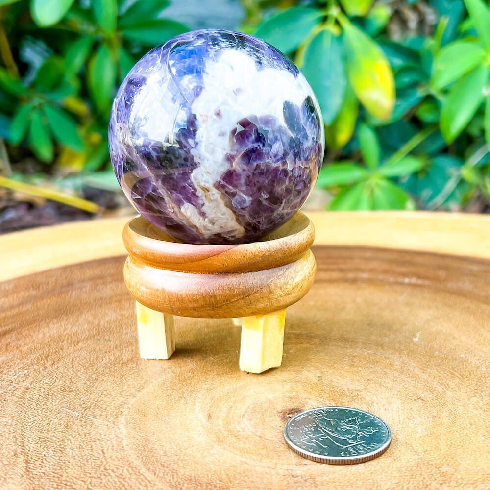 These amethyst Amethyst Sphere - Amethyst Ball - Amethyst Specimen hold a power all their own as they symbolize the ancient sphere found in Egypt. Shop large Amethyst Sphere. Amethyst Crystal Ball and Sphere are extremely powerful and protective stone with a high spiritual vibration, it is also a natural tranquilizer. Amethyst-Sphere-C