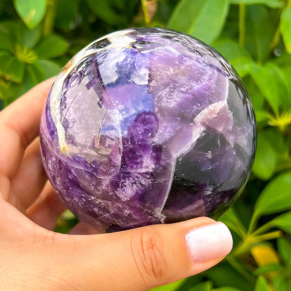 These amethyst Amethyst Sphere - Amethyst Ball - Amethyst Specimen hold a power all their own as they symbolize the ancient sphere found in Egypt. Shop large Amethyst Sphere. Amethyst Crystal Ball and Sphere are extremely powerful and protective stone with a high spiritual vibration, it is also a natural tranquilizer. Amethyst-Sphere-D