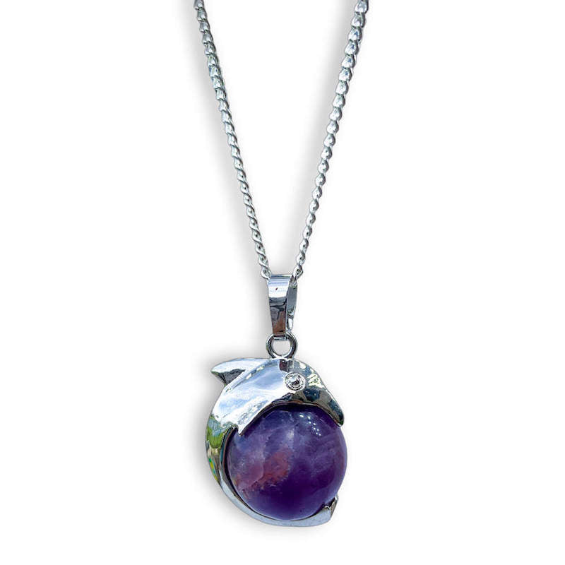 Amethyst-Sphere-Dolphin-Pendant-Necklace