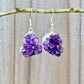 Shop for beautiful Natural Raw Amethyst Dangling Druzy Earrings, Silver Dipped Amethyst crystal at Magic Crystals. Magiccrystals.com offers excellent choice for women. available with FREE SHIPPING and in gold. Find a Gold Amethyst Earring or Silver Amethyst Earring when you shop at Magic Crystals. February birthstone.