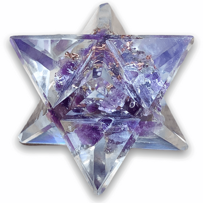 Amethyst Orgone Merkaba, Sacred Geometry Orgone Stars Crystal Merkaba for Reiki Healing and Crystal Healing Stones. Amethyst Orgone Merkaba helps against EMF and haarp radiations in our environment. Sacred light within this Orgonite Resin Merkaba Star.  Magic Crystals carries Merkaba filled with healing crystals.