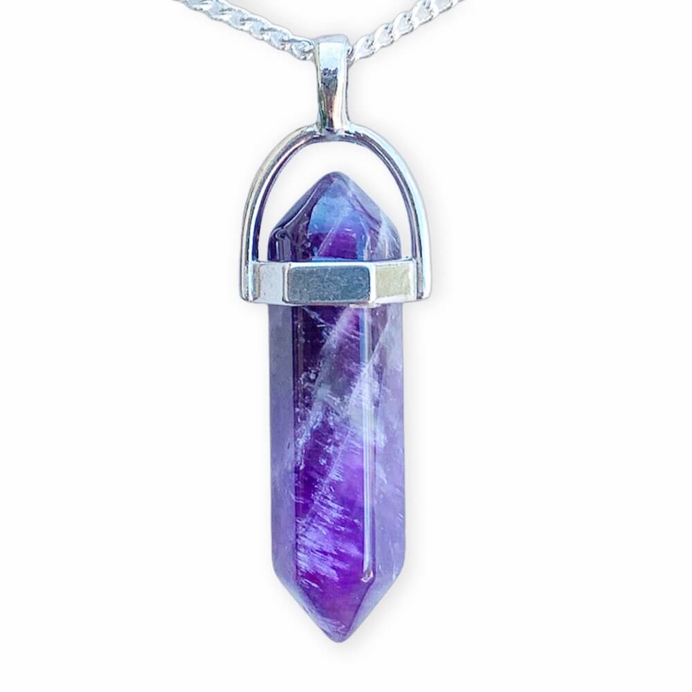 Double Point Gemstone Necklace - Amethyst.Looking for a handmade Crystal Jewelry? Find genuine Double Point Gemstone Necklace when you shop at Magic Crystals. Crystal necklace, for mens and women. Gemstone Point, Healing Crystal Necklace, Layering Necklace, Gemstone Appeal  Natural Healing Pendant Necklace. Collar de piedra natural unisex.
