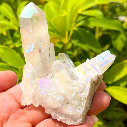 Looking for an Angel Aura Quartz Crystal Cluster Healing Crystal? We have a wide variety of single points, Rainbow Quartz, Aura Crystal Cluster, Rainbow Titanium Crystal at Magic Crystals. Magiccrystals.com Aura Quartz will help you enjoy a deeper spiritual experience by connecting you to your spiritual guides.