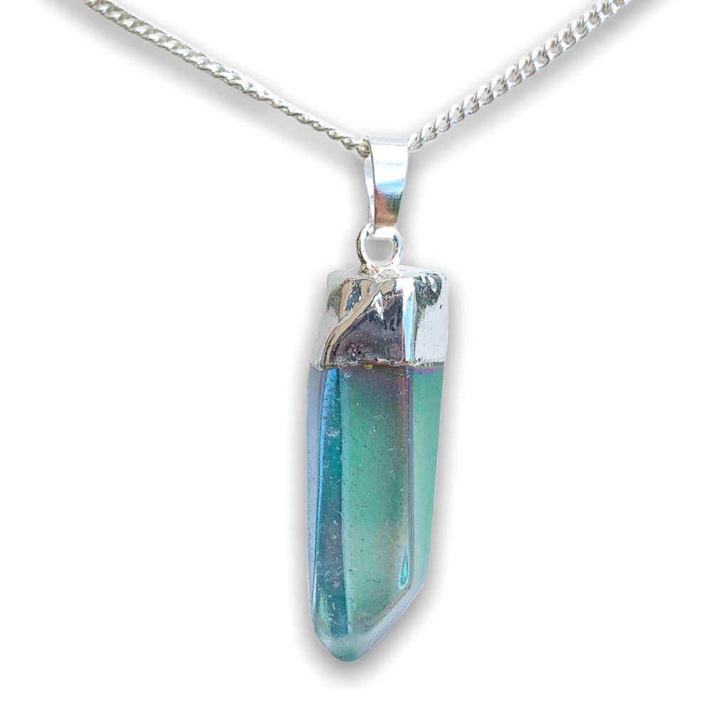 Raw Aura Quartz Pendant handmade necklace Healing - Magic Crystals - Stone Necklace