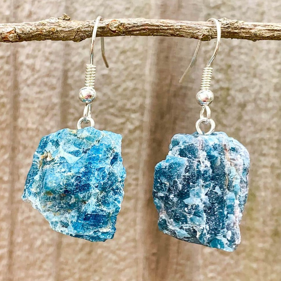 Check out Magic Crystals for the very best in unique, handmade Blue Apatite Earrings. Made of a blue gemstones, this earring set is grade a genuine apatite gemstone. We carry a wide variety of earring set, with raw crystal jewelry and polished stones.