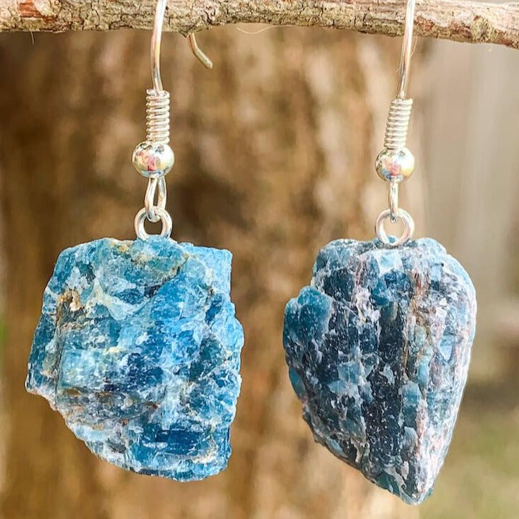 Check out Magic Crystals for the very best in unique, handmade Blue Apatite Earrings. Made of a blue gemstones, this earring set is grade a genuine apatite gemstone. We carry a wide variety of earring set, with raw crystal jewelry and polished stones.
