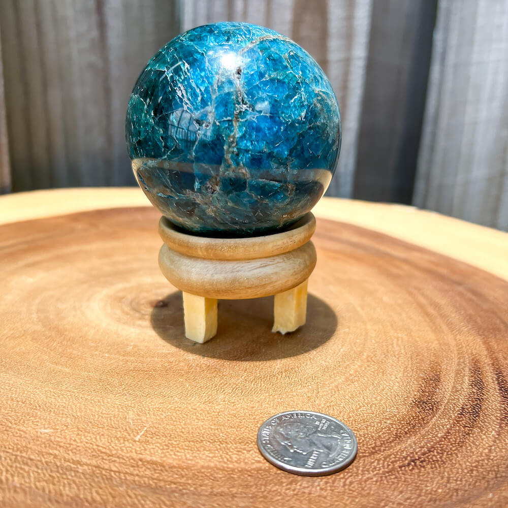 Looking for a Blue Apatite Sphere? Shop for Natural Blue Apatite Sphere- B at Magic Crystals. We carry the very best in unique, handmade Blue Apatite sphere, Blue Apatite Crystal ball. Quartz Crystal Ball, Home Decoration, energy crystal. Apatite assists with MOTIVATION and MANIFESTATION. Gemini stone.