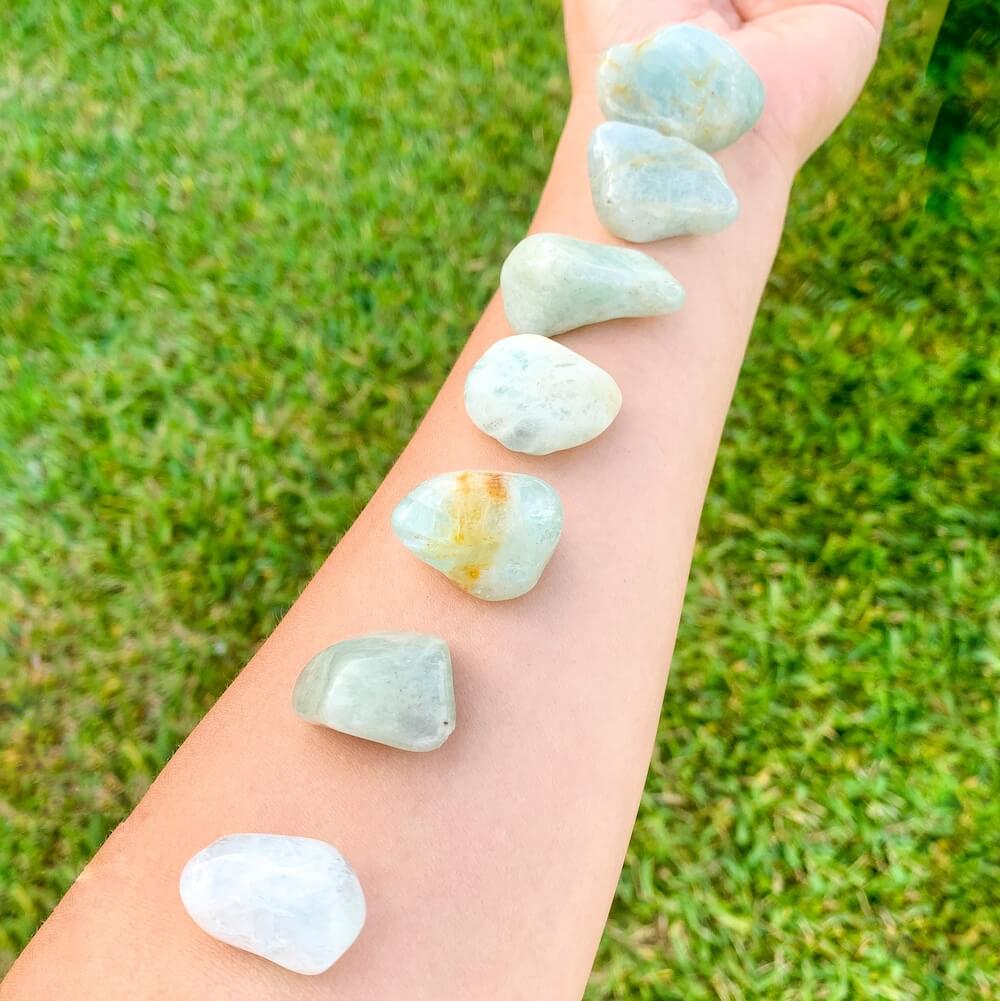 Aquamarine is a Stress Relief Stone, Healing Stones, Calm Gemstone. Its sold as a Loose Stones. Helps with Chakra Stones, Meditation Stones. Aquamarine Tumbled Polished Gemstone is available at Magic Crystals. Healing Crystal for the mind and soul. FREE SHIPPING available.