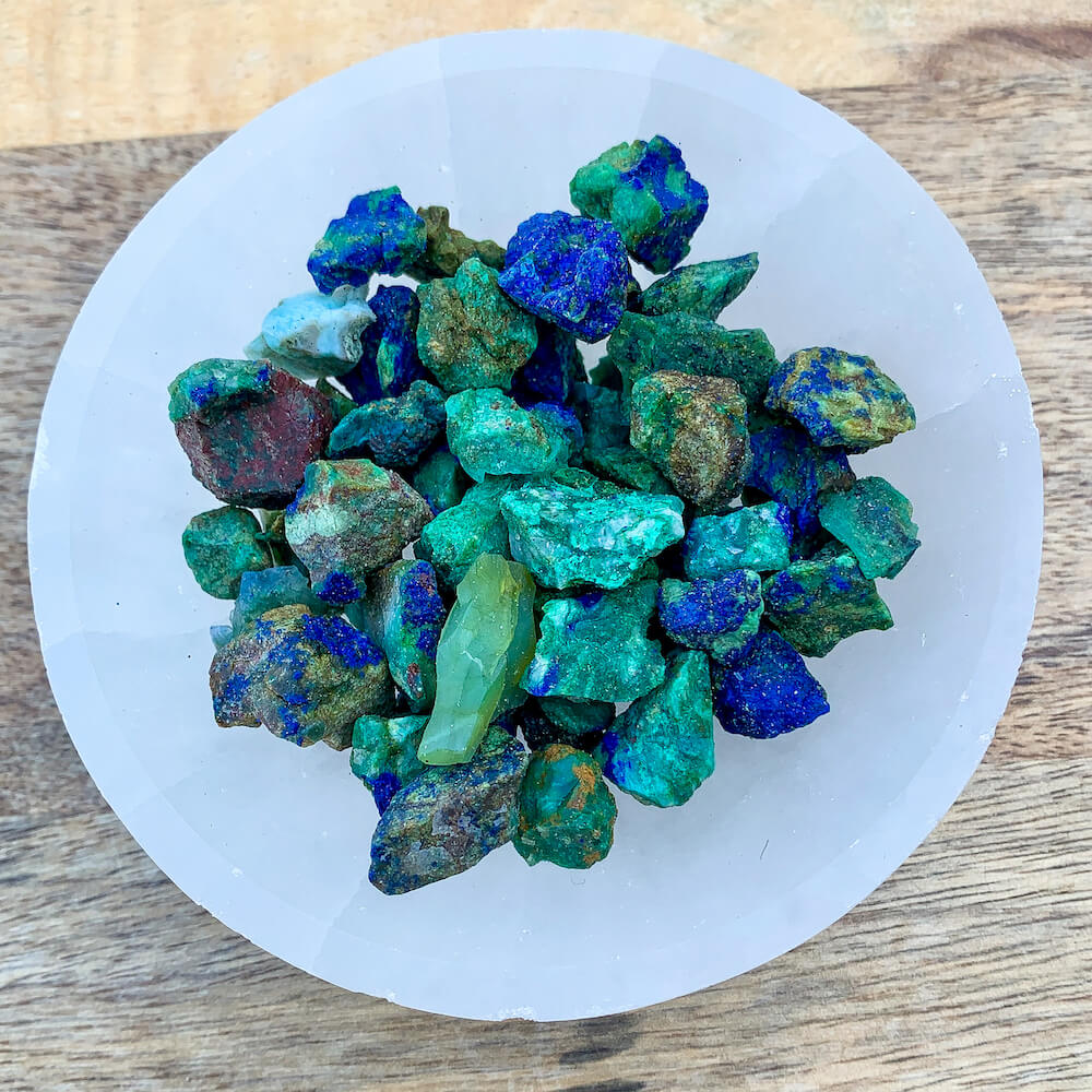 Check out Magic Crystals for the very best in unique, Azurite Malachite Tumbled, Azurite Malachite healing stones, Azurite-Malachite, polished Azurite Malachite, Rough Azurite on Malachite at Magic Crystals. Buy Premium, unique Malachite with Azurite crystals. Reiki energy blessed raw Malachite and Azurite crystal clusters. Small clusters