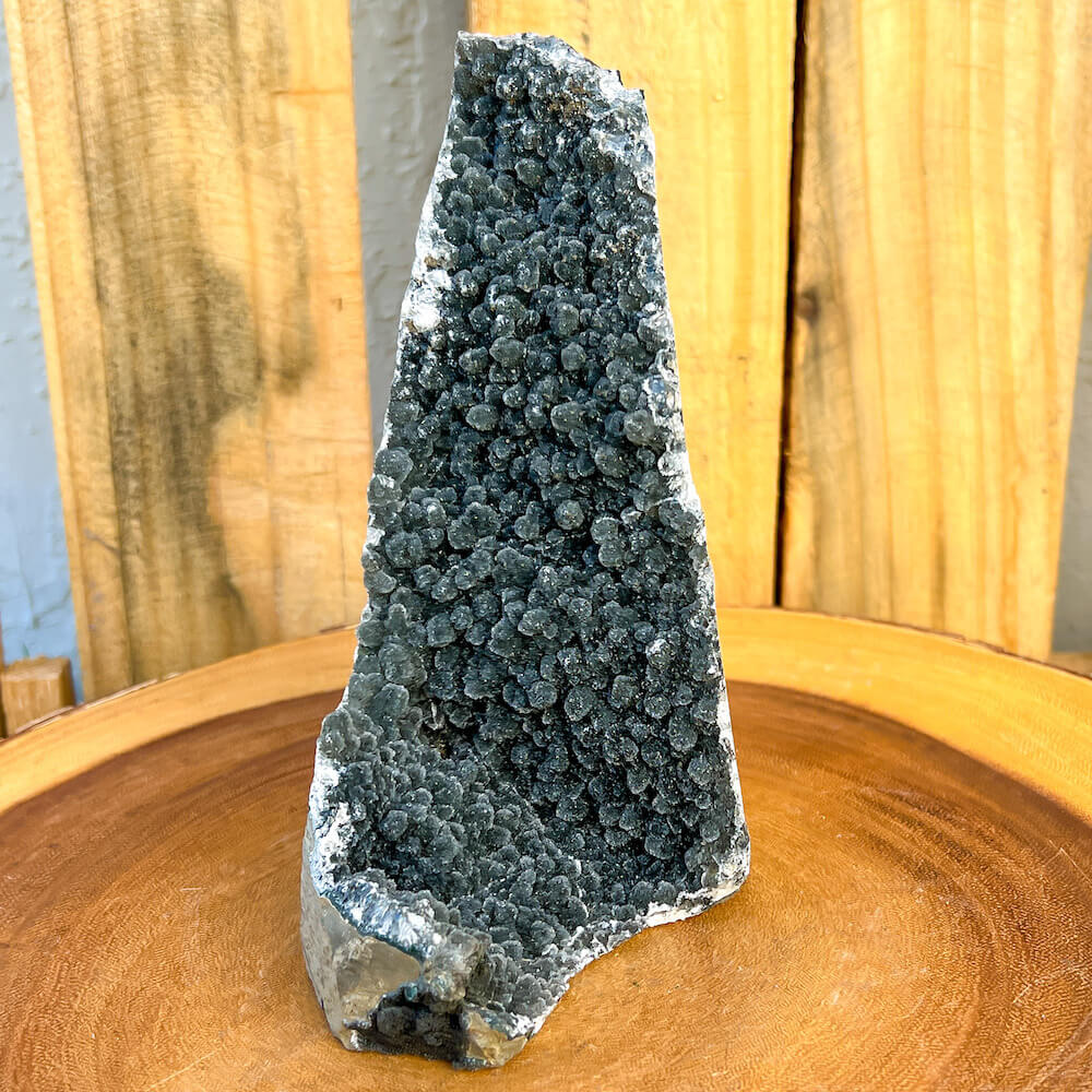 Free-standing Brazilian Black Amethyst Church Cathedral Sparkly Druze Raw Crystal Cluster  at Magic Crystals. This gemstone is a February Birthstone perfect for Third Eye Chakra and Crown. This gemstone helps for Spirituality and Wisdom. Natural Amethyst offers FREE SHIPPING and the best quality gemstones.
