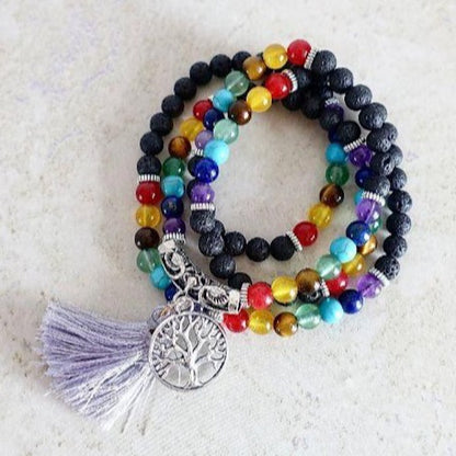    Black-Lava--7-Chakra-Prayer-Necklace. Shop beautiful hand crafted Seven Chakra Payer Mala Beads Necklace, Chakra Jewelry. High quality Prayer Beads Necklace at Magic Crystals. Magiccrystals.com Inspiring People To Practice Yoga and Meditation. Check out our Mala Necklaces Collection. Mala beads are a string of beads that are used in a meditation practice.