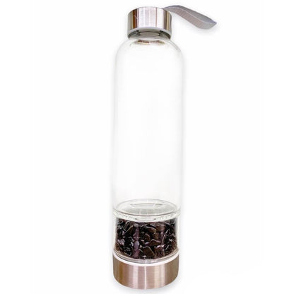    Black-Onyx-Gemstone. Looking for Authentic Tumbled Crystal Water Bottle | Glass and Stainless Steel Water Bottle? Shop at Magic Crystals for Crystal Bottle, Stone Infused, Elixir, Stainless Steel and Environmentally Friendly bottle. 400 - 500 ml Tumbled Gemstone Unique Mineral Collection Gift. Gem Elixir Water Bottle.