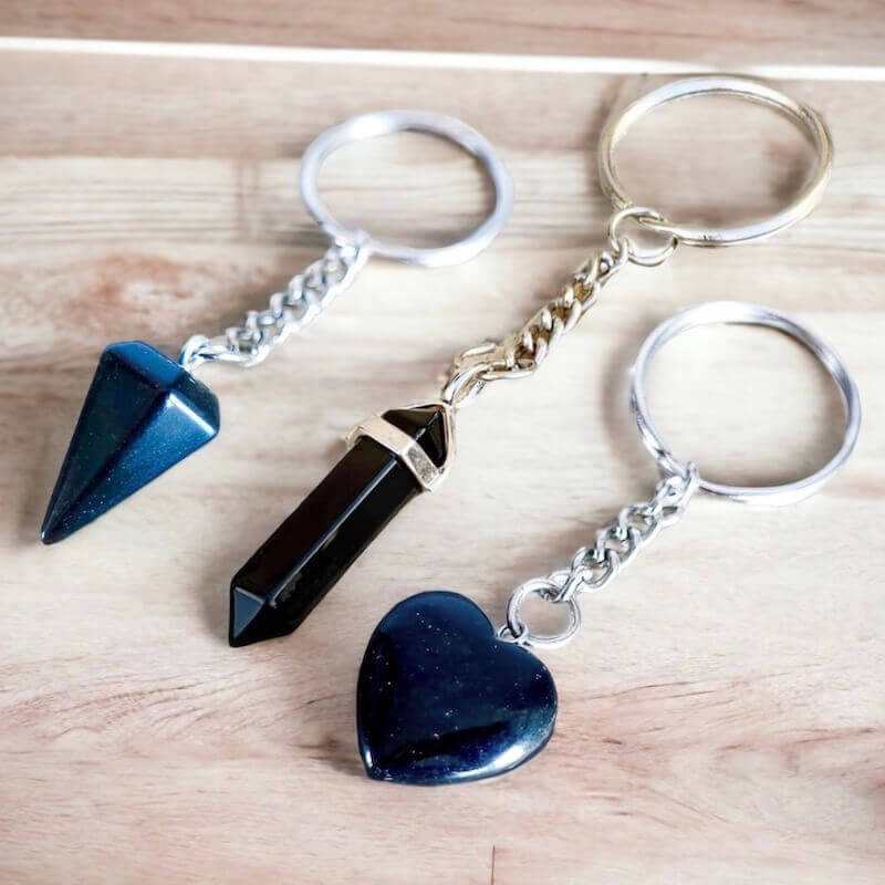 Black Onyx Natural Stone Keychain, Black Onyx Jewelry, Magic Crystals