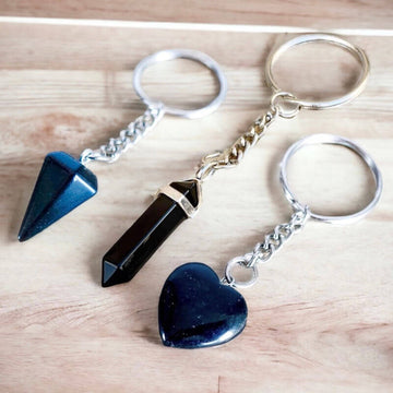 Black Onyx Natural Stone Keychain, Black Onyx Jewelry, Magic Crystals