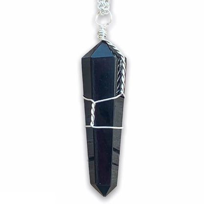    Black-Onyx- Stone Double Point Pendant Necklace - Stone Necklace - Magic Crystals