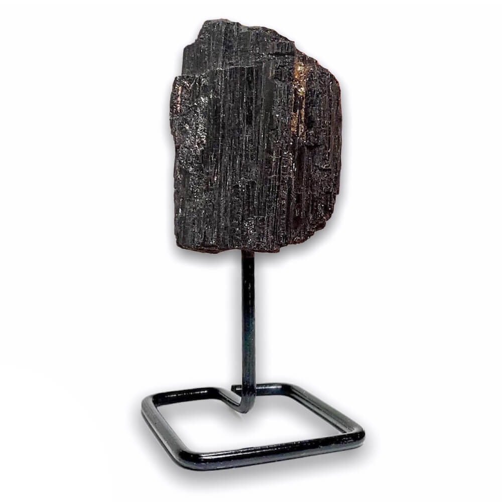 Black Tourmaline Point on Stand. Looking for One Rough Black Tourmaline Metal Stand, Tourmaline Chunk on Stand, Point on Stand Pin, Tourmaline Protect Stone, Rough Tourmaline, Raw Black stones? Shop for our genuine gemstones. Black Tourmaline 12 gemstone point star. Assists you with PROTECTION, SHIELDING, and SECURITY.