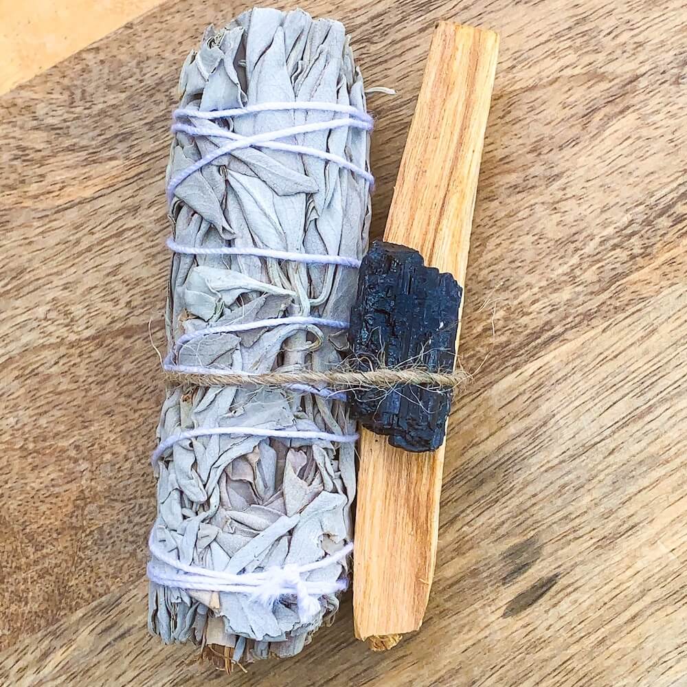 Looking for, where can I buy White Sage, Palo Santo sticks, and tourmaline? Shop at Magic Crystals for Black Tourmaline Smudge Bundle - Palo Santo - Sage - Tourmaline - Space Clearing - Home Cleansing Kit - Repels & Blocks Negative Energies Smudge Bundle - Meditation. Smudging for Cleansing and Clearing Your Home.