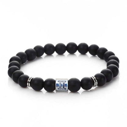 Black Onyx Matte Stone Zodiac Sign Bracelet