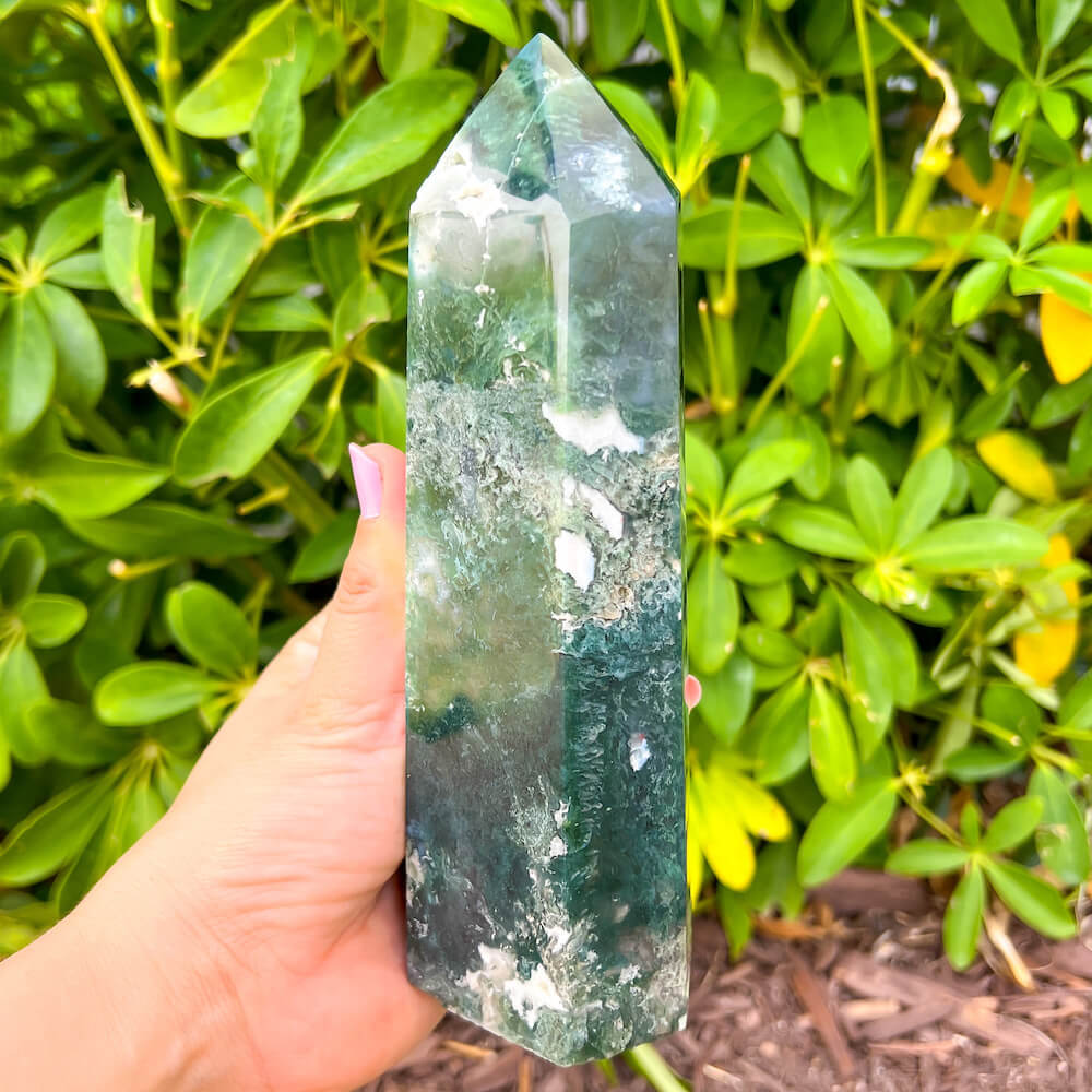 Buy Bloodstone - Moss Agate Obelisk, Piedra Sanguinaria | Bulk Crystals at Magic Crystals. Bloodstone or Sanguinaria is an uplifting and protective. It facilitates clarity decision and boosts energy. FREE SHIPPING available.