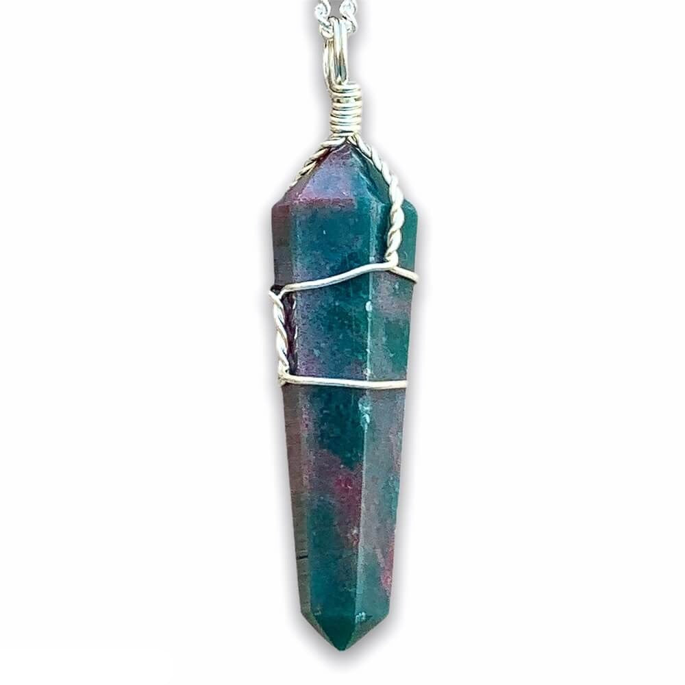 Bloodstone Stone Double Point Pendant Necklace - Stone Necklace - Magic Crystals