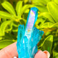 Looking for Blue Aqua Aura Quartz Cluster? Shop at Magiccrystals.com for Aqua Aura Quartz Crystal Cluster, Blue Aura Clear Quartz, Crystal for Empowerment and Expression and Healing Crystal. Free shipping available. Blue-Aura-Quartz-Crystal-Cluster-G