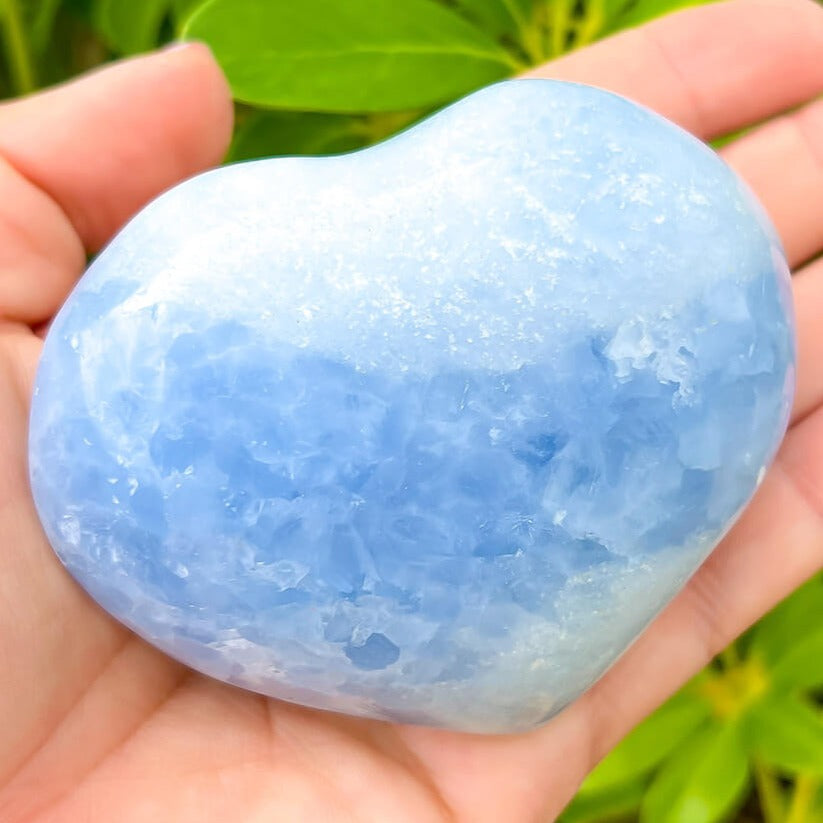 Looking for a Blue Calcite Heart? Shop at Magic Crystals for Blue Calcite Polished Carved Plate, Blue Calcite Stone, Blue Calcite Point, Stone Heart with free shipping available. Natural Blue Calcite Gemstone for TRANQUILITY and HEALING. Magiccrystals.com offers the best quality gemstones. Blue-Calcite-Heart-B