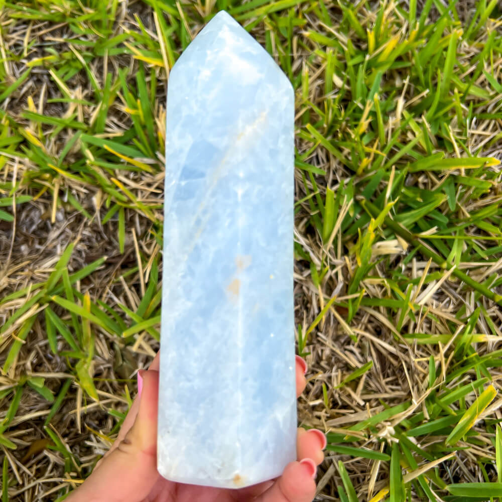 Looking for a Blue Calcite obelisk? Find a Beautiful Extra Large Blue Calcite obelisk at Magic Crystals for Blue Calcite Polished Carved crystal ball, Blue Calcite Stone, Blue Calcite Point, Blue Calcite Polished Ball. Blue Calcite for TRANQUILITY and HEALING. Magiccrystals.com offers the best quality gemstones.