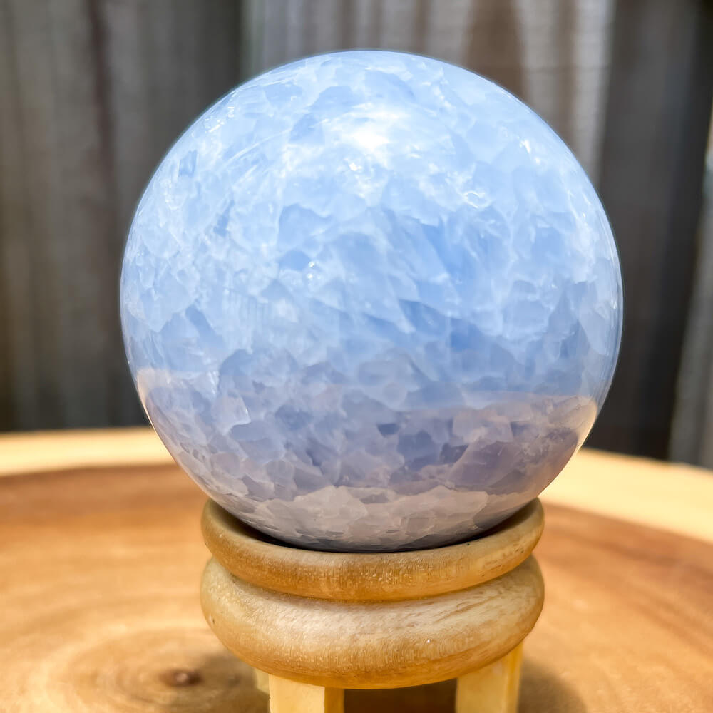70mm Natural White Calcite Crystal Quartz Sphere Ball - Healing Gemstone With Stand