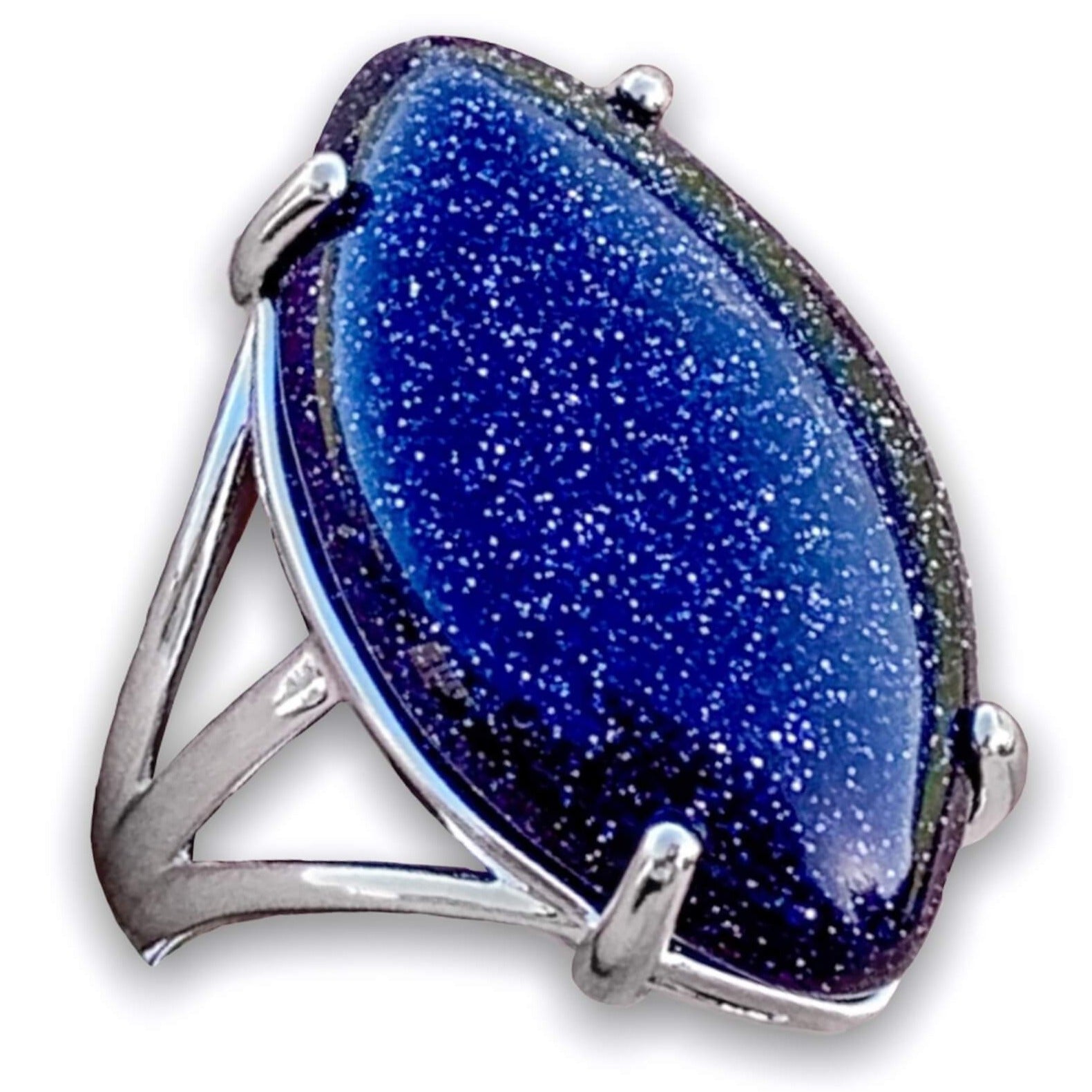    Blue-Goldstone-Crystal-Ring. Natural Stone Ring at MagicCrystals.com by Magic Crystals