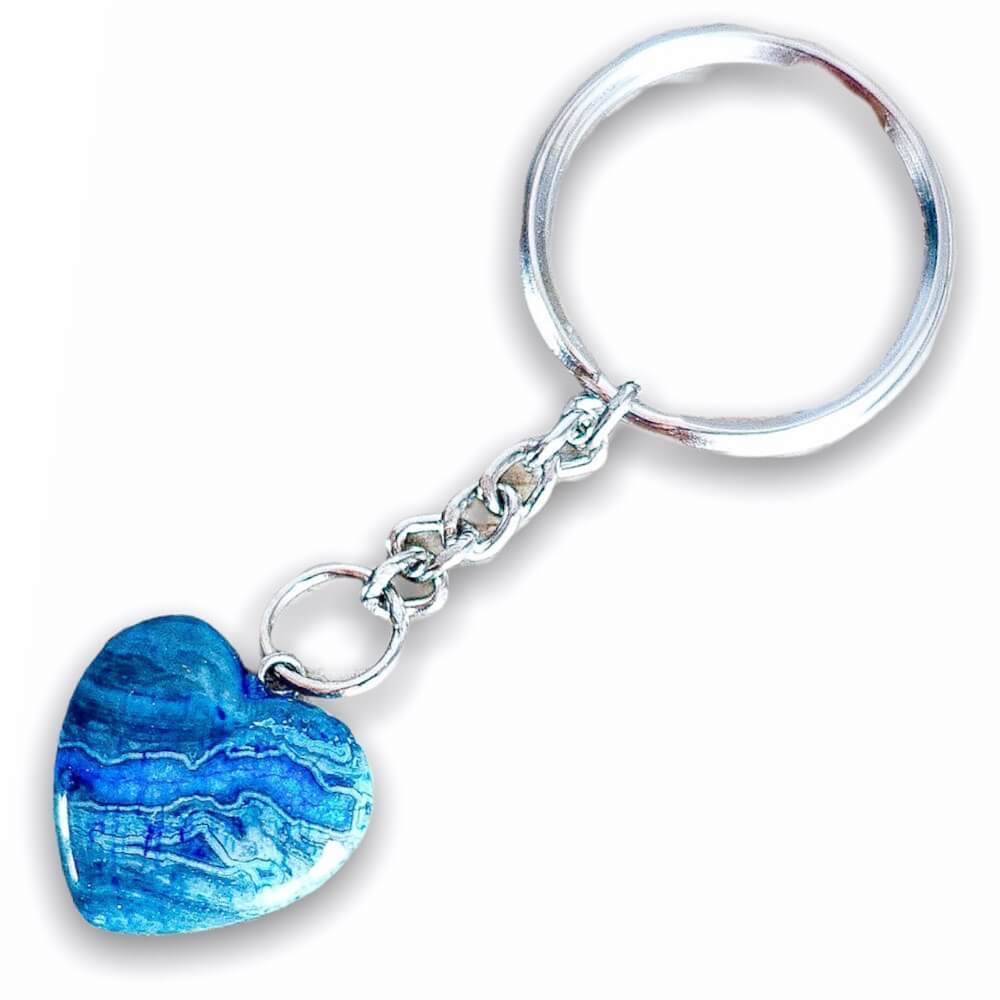 Blue Jasper Keychain Blue Jasper. Blue Jasper Keychain and connect with the stone when you need a moment of spiritual guidance. Blue Jasper Gemstone Heart Keychain, Crystal Keychain at Magic Crystals. Free shipping available. We carry a wide variety of keychains, gemstones, bracelets, earrings and handmade jewelry. 