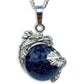    Blue-Sandstone Sphere Dragon Pendant Necklace - Dragon Necklace - Magic Crystals