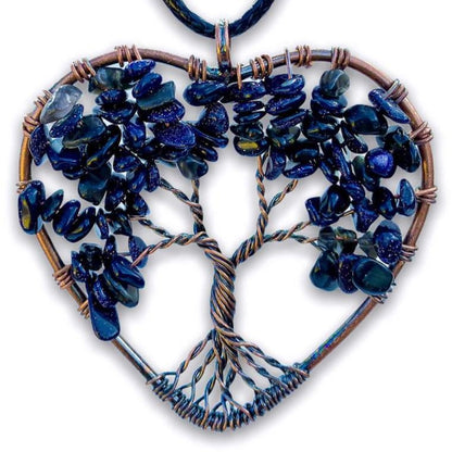    BlueSandstoneStone-Tree-of-Life-Copper-Wire-Heart-Necklace. Looking for Copper Jewelry? Magic Crystals offers handmade Heart Copper Wire Wrapped,  Tree Of Life,  Hematite Pendant Necklace, 7th Anniversary Gift, Yggdrasil Necklace for Him or Her Gift. Heart Gift perfect for any occasion. Heart Necklace With gemstones. Tree of Life made of copper in a pendant necklace.