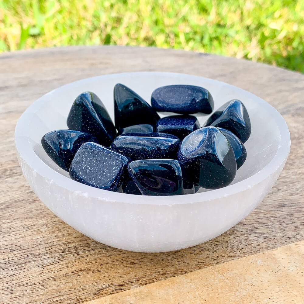 Looking for Blue Goldstone tumbled Stone - Blue Polished Stone at MAGIC CRYSTALS. Enjoy FREE SHIPPING available when you are looking for Blue Goldstone, Tumbled Blue Goldstone, Blue Sandstone, Man-made Stone, Pocket Stone, Career Stone. Blue Goldstone is known as a protective warrior stone.