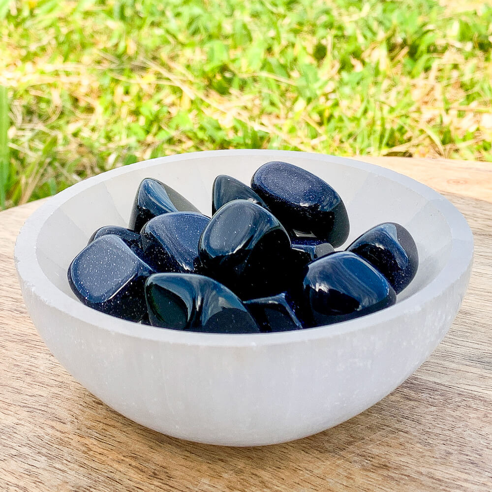 Looking for Blue Goldstone tumbled Stone - Blue Polished Stone at MAGIC CRYSTALS. Enjoy FREE SHIPPING available when you are looking for Blue Goldstone, Tumbled Blue Goldstone, Blue Sandstone, Man-made Stone, Pocket Stone, Career Stone. Blue Goldstone is known as a protective warrior stone.