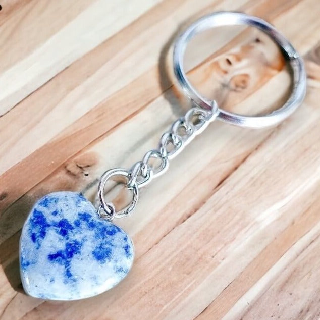 Blue Spot Jasper Natural Gemstone Keychain